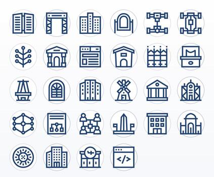 Structure Icon Toolkit featuring 28 Pixel Aligned High Resolution Bold Line elements vector