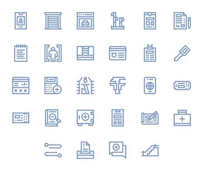 Entry Modern Collection with 28 Bold Line High Resolution Pixel Aligned Icons vector
