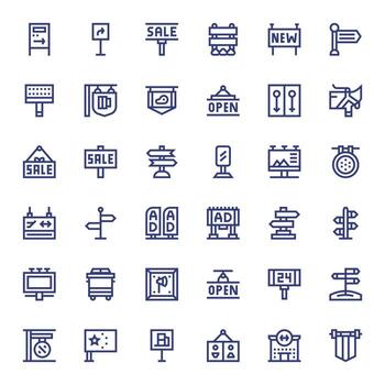 36 Bold Line Icons designed for Signage in 256x256 Grid Fitted format vector