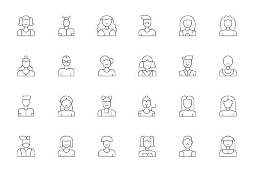 User Icon Comprehensive Bundle with 24 Display Perfect Thin Line Retina Ready Icons vector