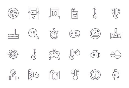 24 Thin Line Icons designed for Gauge in 128x128 Pixel Optimized format vector