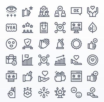 positivo realimentación icono conjunto con 36 negrita línea 128x128 monitor Perfecto gráficos vector