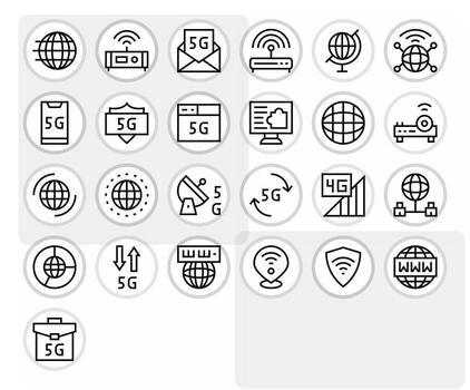 25 Regular Line Icons for Internet Access in crisp High Resolution Detail Enhanced resolution vector