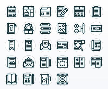 28 256x256 Bold Line Icons for Content with Pixel Aligned precision vector