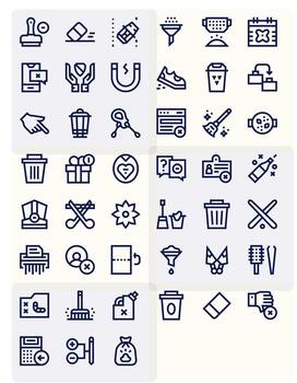Remove Comprehensive Bundle with 45 Editable Bold Line 64x64 Icons vector
