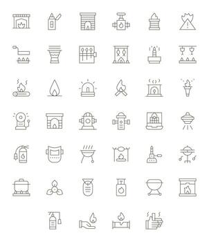 Fire Icon Repository containing 40 Thin Line 128x128 Pixel Optimized graphics vector