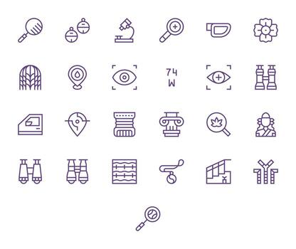 Detail Icon Library with 25 Regular Line Retina Ready Pixel Optimized Designs vector
