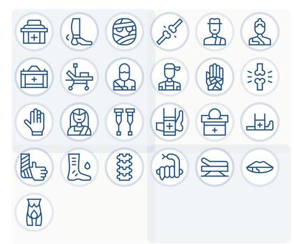 25 High Resolution Regular Line Icons optimized for Injury Display Perfect display vector