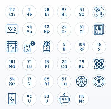 35 íconos para número optimizado en detalle mejorado 128x128 regular línea resolución vector