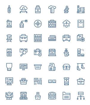 Storage Comprehensive Bundle with 42 Editable Regular Line 64x64 Icons vector