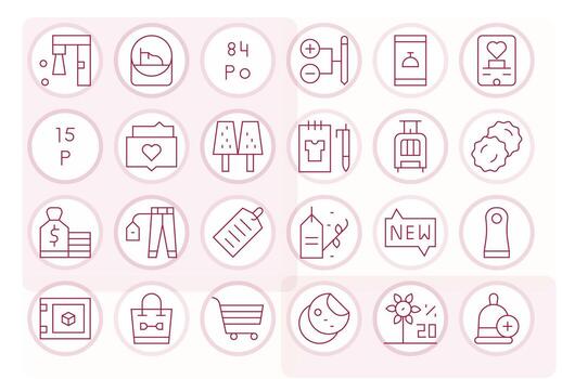 Item Visual Pack containing 24 Thin Line Pixel Aligned Icons vector