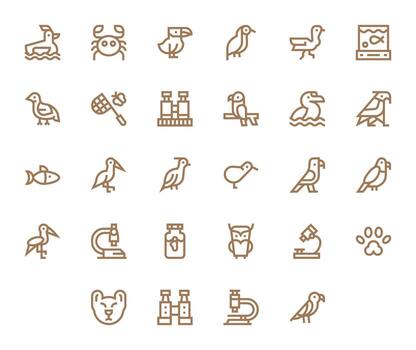 Bold Line Pixel Optimized Icons from Zoology Set with 28 128x128 Icons vector