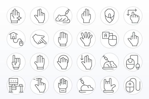 Mouse Visual Pack containing 24 Thin Line Pixel Aligned Icons vector