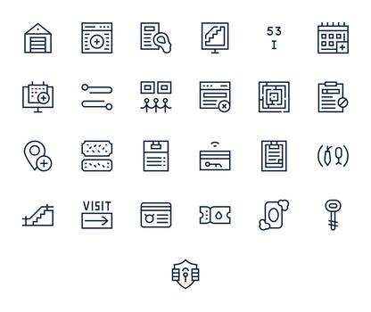 Entry Comprehensive Bundle with 25 Editable Regular Line Retina Ready Icons vector