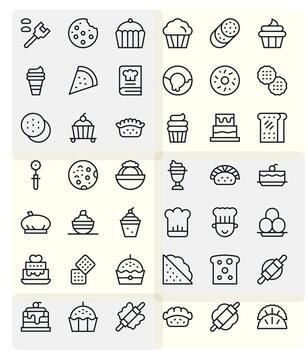 42 Editable Regular Line Icons designed for Pastry Interface vector