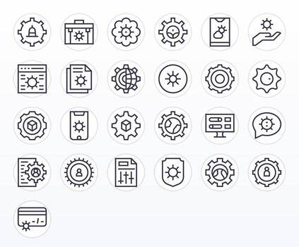 Customization Icon Collection featuring 25 Pixel Optimized 64x64 Regular Line Designs vector