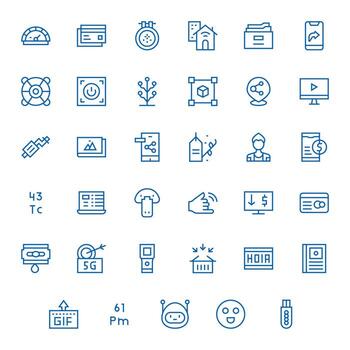 Regular Line Style Digital Icons with 35 High Resolution Editable Designs vector