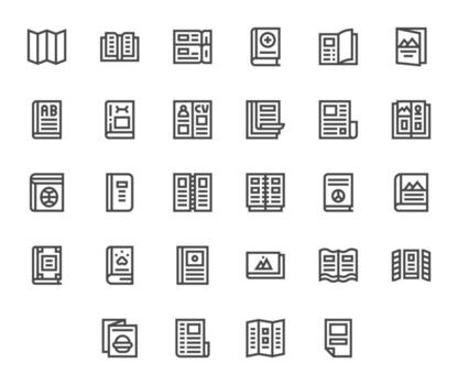 28 256x256 Icons for Booklet in Display Perfect Bold Line Format vector