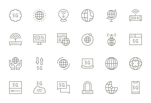 Internet Access Icon Arsenal with 24 Retina Ready Thin Line Display Perfect designs vector