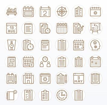 35 Regular Line Pixel Optimized High Resolution Icons from Planning Suite vector