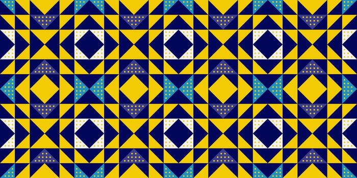 Bold seamless geometric quilt blocks pattern, triangles and diamonds shapes. Perfect for textiles, abstract backgrounds, fabric textile designs, and creative digital projects, illustration. vector