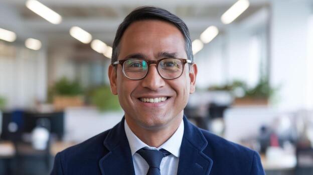 Portrait of a Smiling Professional Man in Office Environment photo