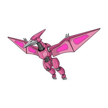 Pink robotic bird flying in the air vector