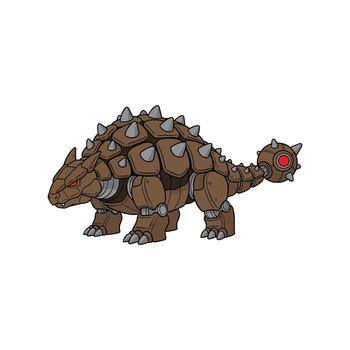 Armored dinosaur character with spikes vector
