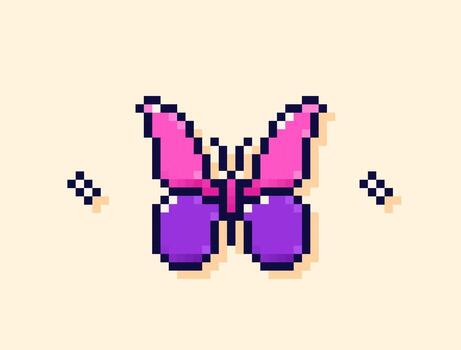 Pixel Y2K user interface elements. A colorful, pretty butterfly. vector