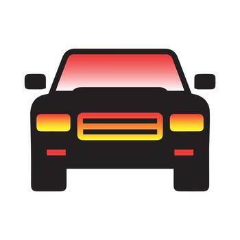 Front View Car Icon with Gradients and Headlights - Automotive Graphic vector
