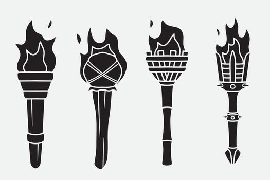 set of torch good for icon, symbol, logo, element design, silhouette design, etc vector