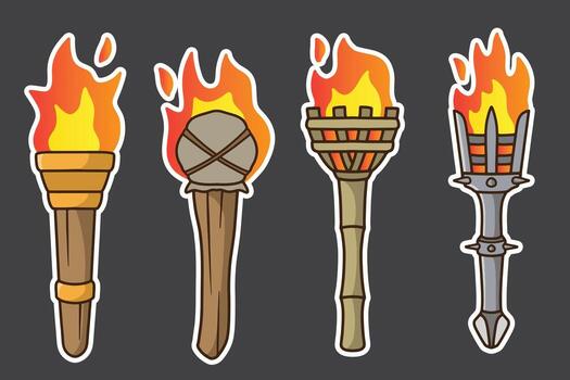 Colorful flaming torch illustrations vector