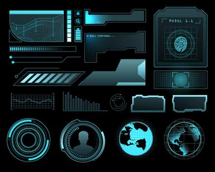 Futuristic data interface in blue tones vector