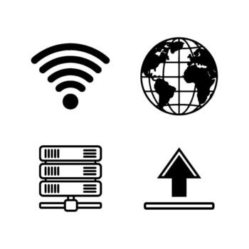 internet icons, wifi, globe, server, upload arrow vector
