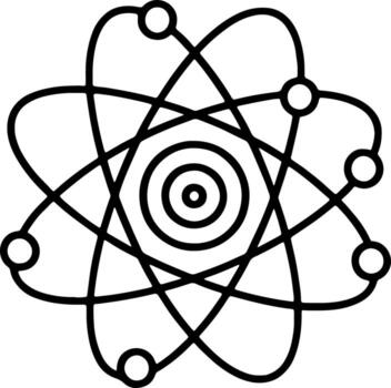 Atomic Structure Nucleus and Electrons Outline Icon vector