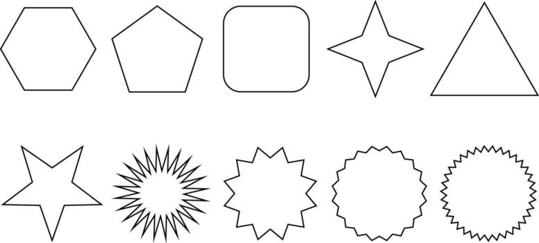 Collection of geometric line shapes and decorative borders for graphic design projects vector