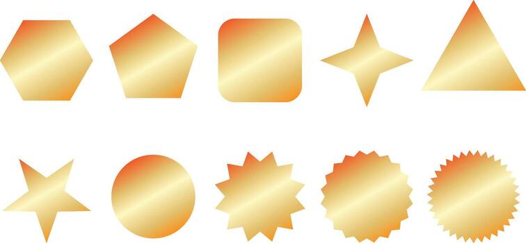 Golden geometric shapes collection dynamic abstract forms modern design elements vector