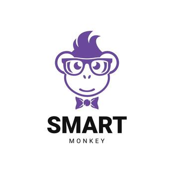 encantador inteligente mono logo diseño, presentando un friki y intelectual expresión completar mínimo vector