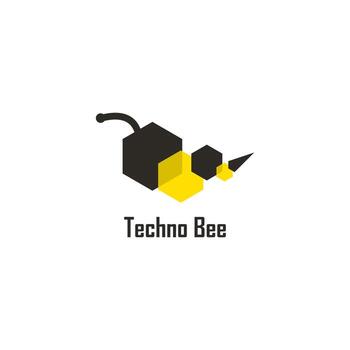 geométrico abeja logo diseño con un moderno y tecnológico giro en blanco antecedentes vector