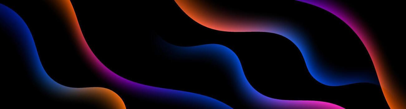 Colorful lines abstract background overlap layer on dark space with glowing waves effect decoration. Modern graphic design element lights style concept for web, art, flyer, card, or brochure cover vector