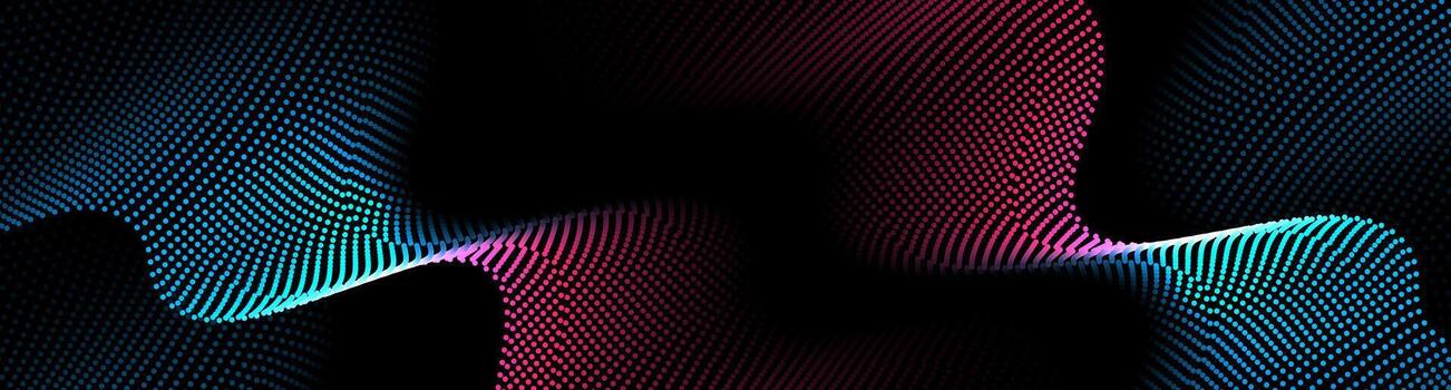 3D blue red techno background on dark space with dotted lines shape effect decoration. Modern graphic design element with glowing dots waves style concept for web, flyer, card, or brochure cover vector
