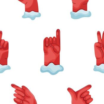 Seamless pattern with Santa Claus's hands folded in different gestures, for festive or game designs on the New Year theme vector