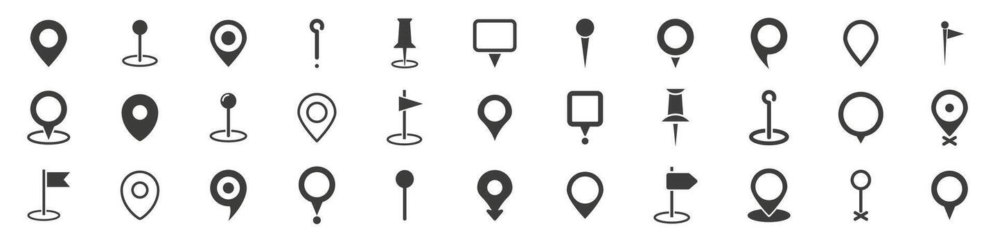 Set of location pin icons. Map pointers. Map markers. vector
