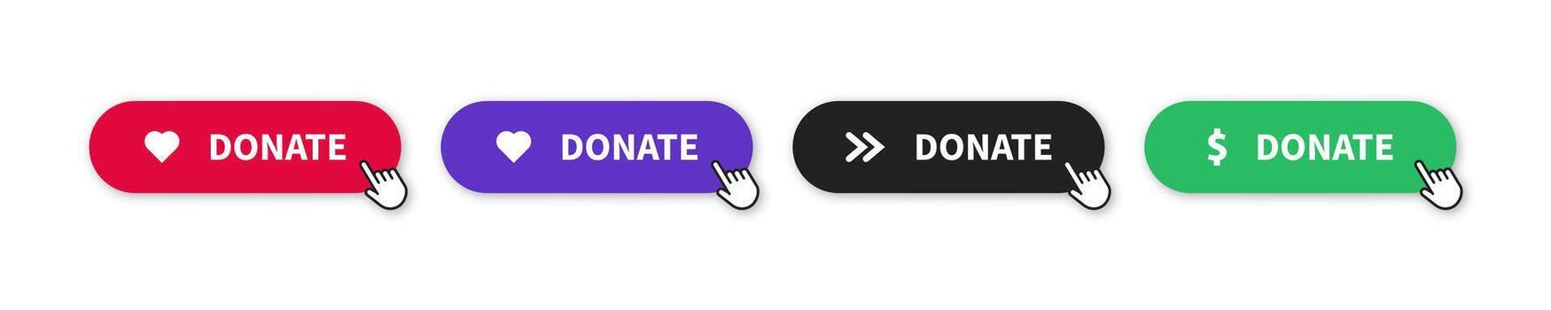 Donate web button set. Donation sign on white background. vector