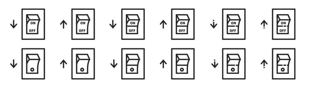Switch button icon set. Switch toggle. On Off push buttons. vector