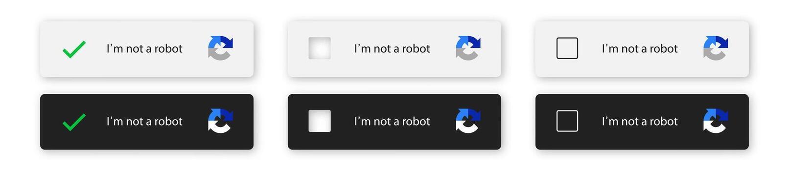 Captcha i am not a robot. I am not robor button. vector