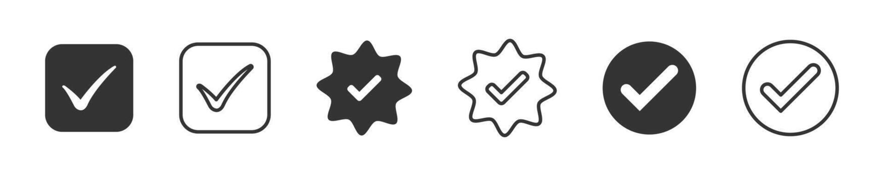 Check mark icon. Tick symbol set. Checkmark icons. vector