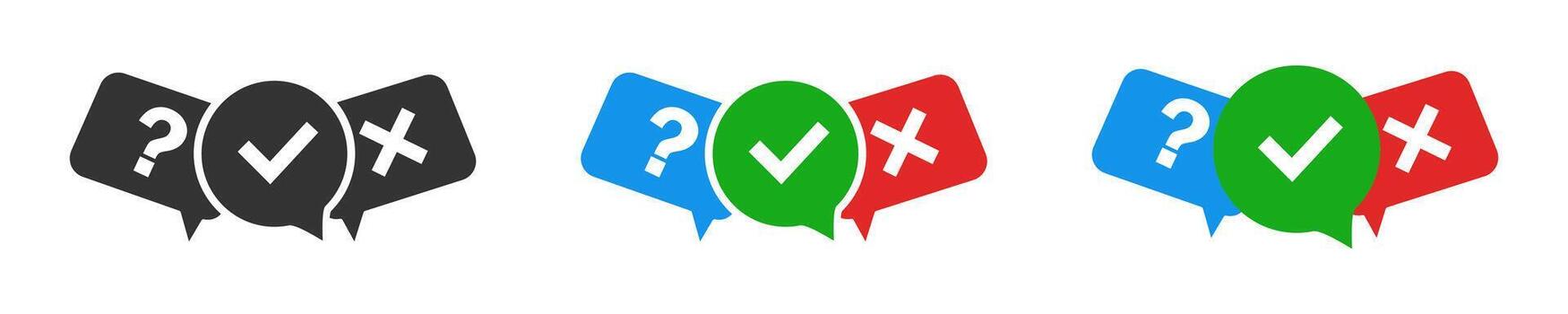 Quiz with speech bubble. Questionnaire show sing symbol. Checkmark Cross Question. vector