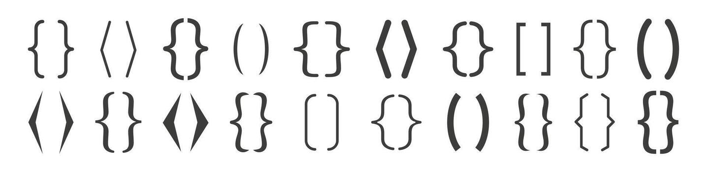 Bracket icon set. Text brackets collection. Curly brace set. vector