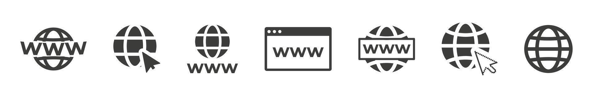 sitio web icono colocar. web página. sitio web o Internet símbolo. www. vector